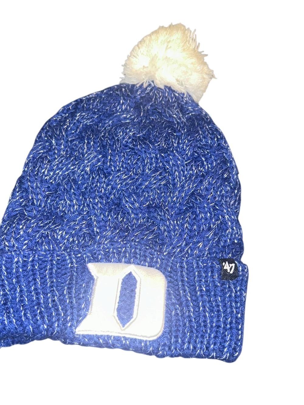 Woman's Duke University Blue Devils Blue knit beanie winter hat poms